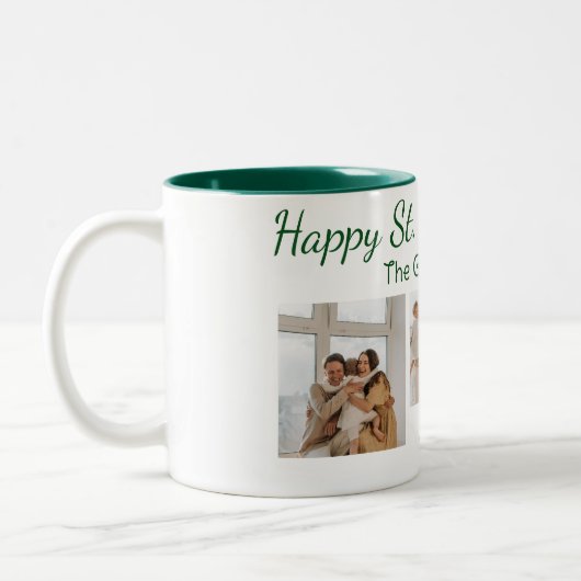 Happy St. patrickの日Shamrocks家族3写真 ツートーンマグカップ (左)