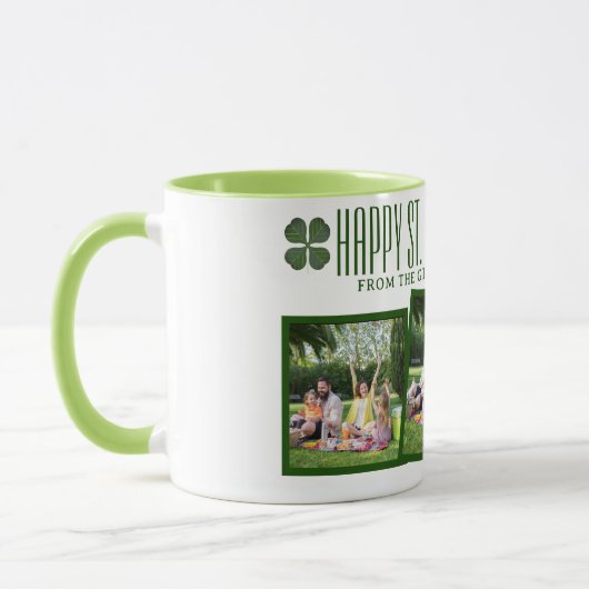 Happy St. patrickの日Shamrocks家族3写真 マグカップ (左)