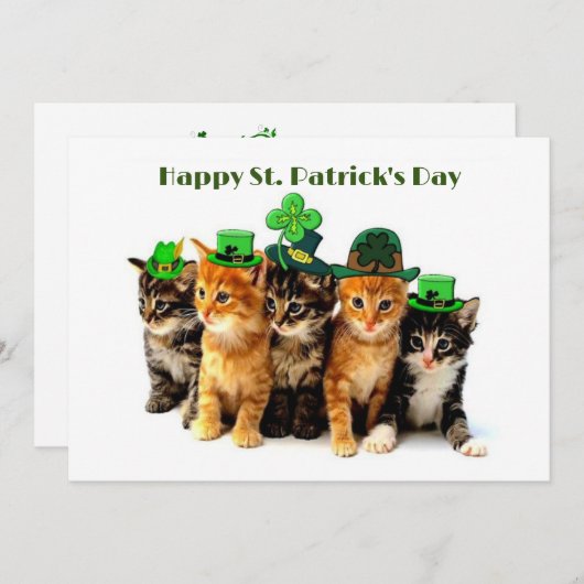 Happy St. Patrickのday cats invitation 招待状 (正面/裏面)