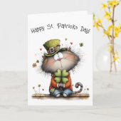 Happy St. Patrick’s Day Cat - Kitty Greetings カード (黄色い花)
