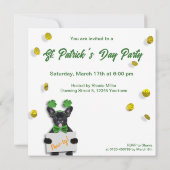 Happy St. Patrick’s Day Clover Cute French Bulldog 招待状 (裏面)