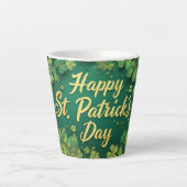 Happy St. Patrick’s Day Clover Design カフェラテマグ (正面)