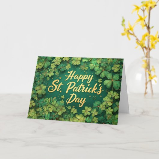 Happy St. Patrick’s Day Clover Design カード (黄色い花)