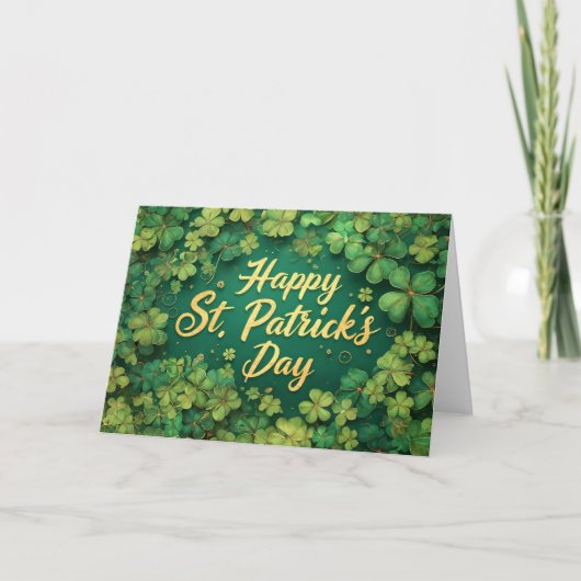 Happy St. Patrick’s Day Clover Design カード (正面)