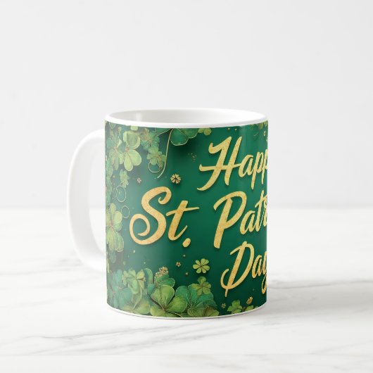 Happy St. Patrick’s Day Clover Design コーヒーマグカップ (正面左)