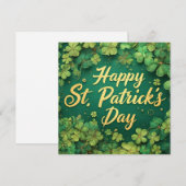 Happy St. Patrick’s Day Clover Design ノートカード (正面/裏面)