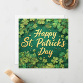 Happy St. Patrick’s Day Clover Design ノートカード (正面/裏面インサイチュ)
