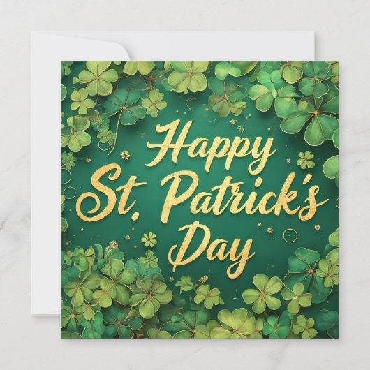 Happy St. Patrick’s Day Clover Design ノートカード (正面)