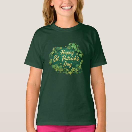 Happy St. Patrick’s Day Clover Design Tシャツ (正面)