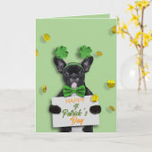 Happy St. Patrick’s Day Cute French Bulldog Coins  カード (黄色い花)