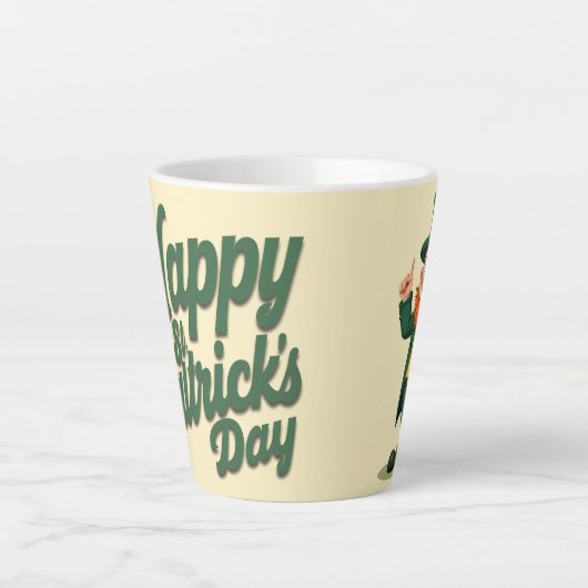 Happy St. Patrick’s Day Cute Leprechaun カフェラテマグ (正面)