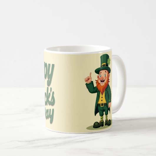 Happy St. Patrick’s Day Cute Leprechaun コーヒーマグカップ (正面右)