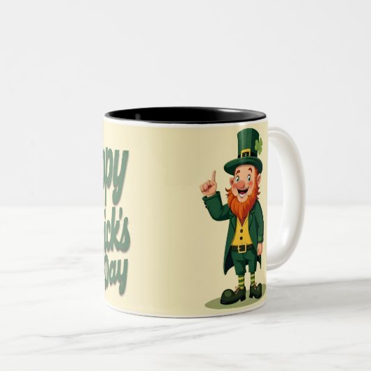 Happy St. Patrick’s Day Cute Leprechaun ツートーンマグカップ (正面右)