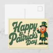Happy St. Patrick’s Day Cute Leprechaun ポストカード (正面/裏面)