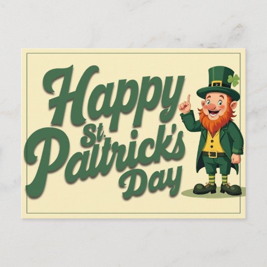 Happy St. Patrick’s Day Cute Leprechaun ポストカード (正面)