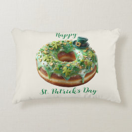 Happy St. Patrick’s Day Donut with Leprechaun Hat アクセントクッション
