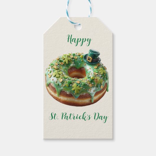 Happy St. Patrick’s Day Donut with Leprechaun Hat ギフトタグ (正面)