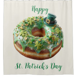 Happy St. Patrick’s Day Donut with Leprechaun Hat シャワーカーテン