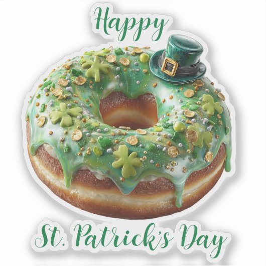 Happy St. Patrick’s Day Donut with Leprechaun Hat シール (正面)