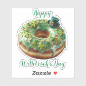 Happy St. Patrick’s Day Donut with Leprechaun Hat シール (シート)