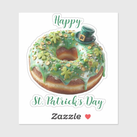 Happy St. Patrick’s Day Donut with Leprechaun Hat シール (シート)