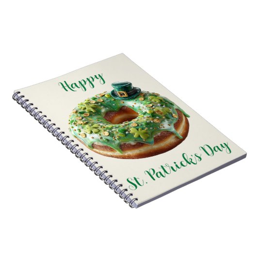 Happy St. Patrick’s Day Donut with Leprechaun Hat ノートブック (右側)