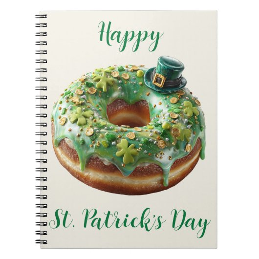 Happy St. Patrick’s Day Donut with Leprechaun Hat ノートブック (正面)