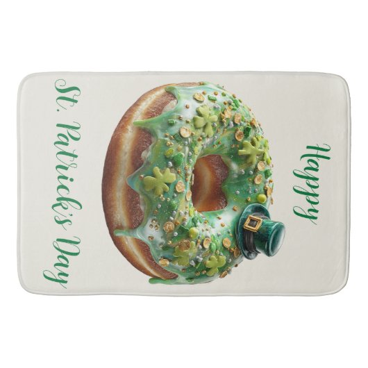 Happy St. Patrick’s Day Donut with Leprechaun Hat バスマット (正面)