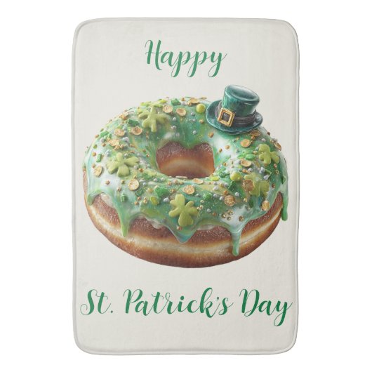 Happy St. Patrick’s Day Donut with Leprechaun Hat バスマット (正面縦)