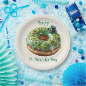 Happy St. Patrick’s Day Donut with Leprechaun Hat ペーパープレート (パーティー)