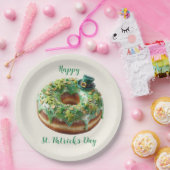 Happy St. Patrick’s Day Donut with Leprechaun Hat ペーパープレート (パーティー)