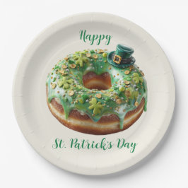 Happy St. Patrick’s Day Donut with Leprechaun Hat ペーパープレート