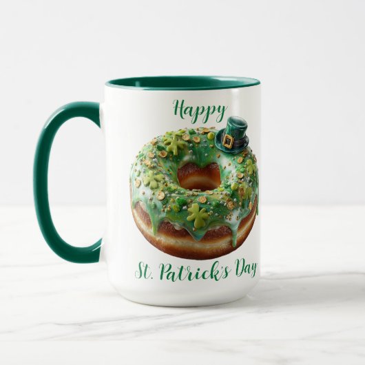 Happy St. Patrick’s Day Donut with Leprechaun Hat マグカップ (左)