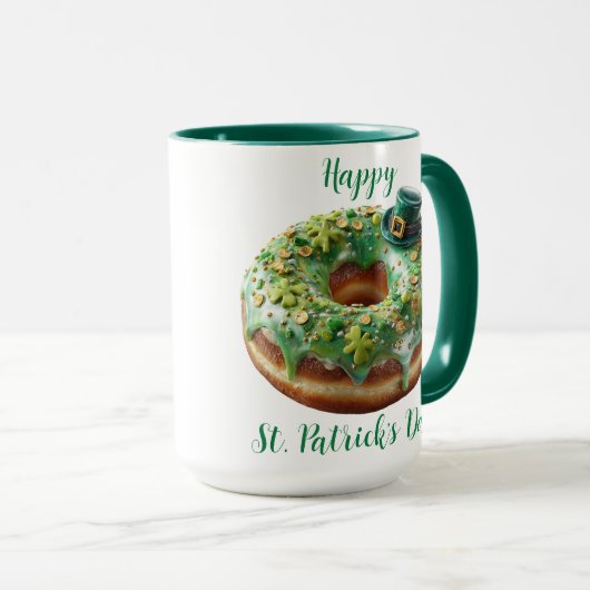 Happy St. Patrick’s Day Donut with Leprechaun Hat マグカップ (正面右)