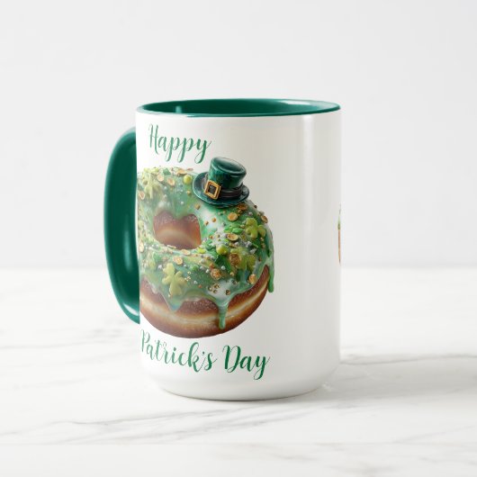 Happy St. Patrick’s Day Donut with Leprechaun Hat マグカップ (正面左)