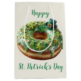 Happy St. Patrick’s Day Donut with Leprechaun Hat ミディアムペーパーバッグ