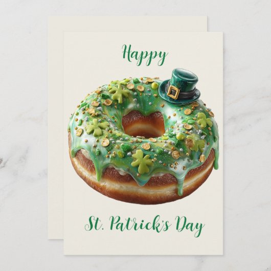 Happy St. Patrick’s Day Donut with Leprechaun Hat 招待状 (正面/裏面)
