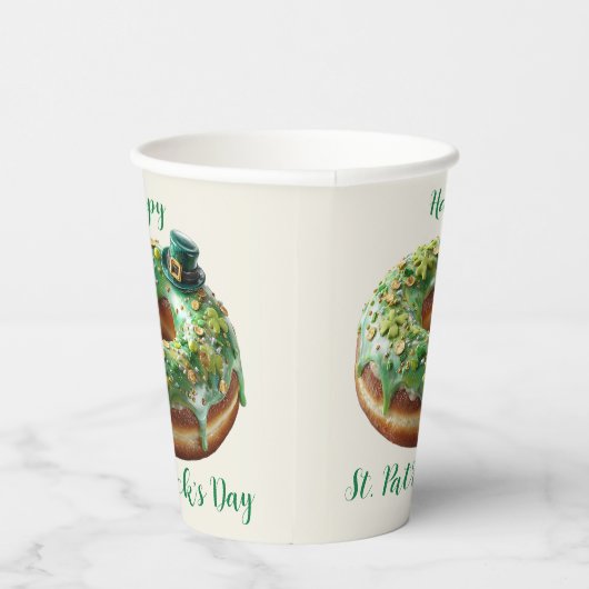 Happy St. Patrick’s Day Donut with Leprechaun Hat 紙コップ (右)