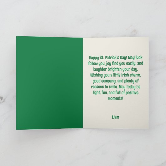 Happy St. Patrick’s Day Elegant Shamrock カード (内部)