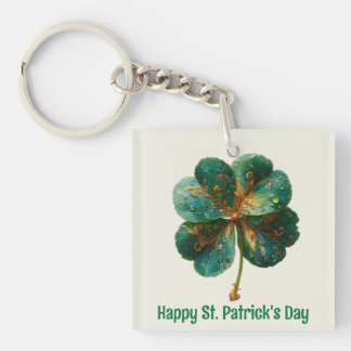 Happy St. Patrick’s Day Elegant Shamrock キーホルダー