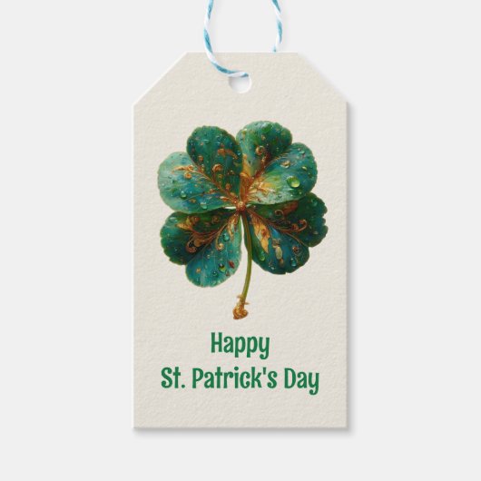 Happy St. Patrick’s Day Elegant Shamrock ギフトタグ (正面)
