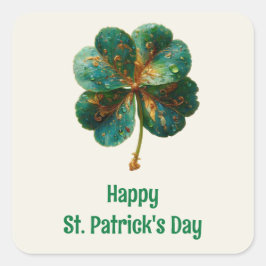 Happy St. Patrick’s Day Elegant Shamrock スクエアシール
