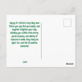 Happy St. Patrick’s Day Elegant Shamrock ポストカード (裏面)