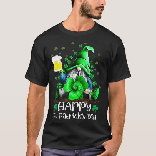 Happy St Patrick s Day Gnome Tie Dye Shamrock Tシャツ (正面)