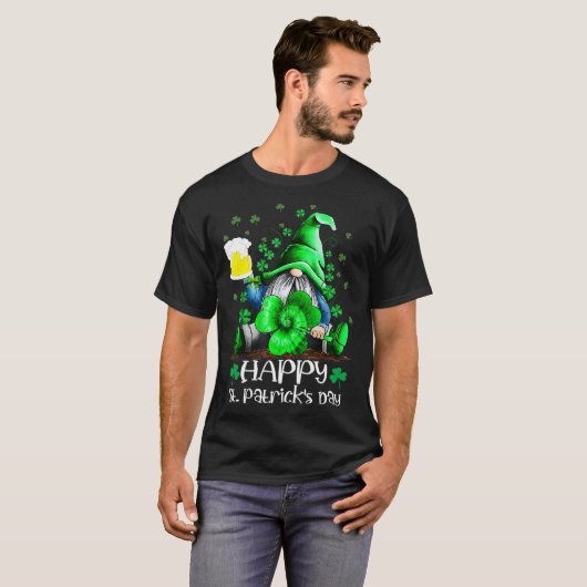 Happy St Patrick s Day Gnome Tie Dye Shamrock Tシャツ (正面フル)