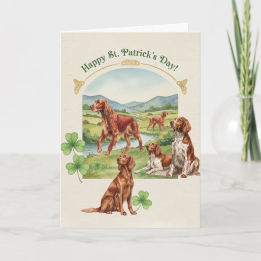 Happy St. Patrick’s Day Irish Setter Dog Card カード (正面)