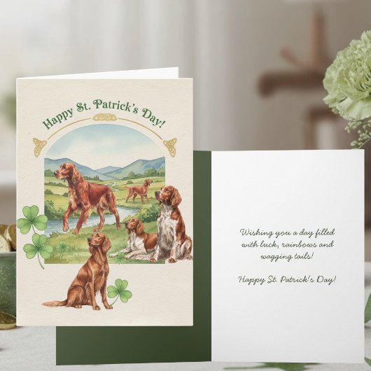 Happy St. Patrick’s Day Irish Setter Dog Card カード