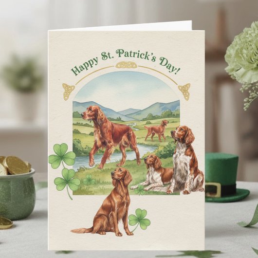 Happy St. Patrick’s Day Irish Setter Dog Card カード