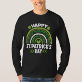 Happy St Patrick s Day Leopard Print Rainbow Shamr Tシャツ (正面)