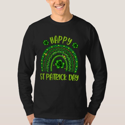 Happy St Patrick s Day Lucky Shamrocks Rainbow Cel Tシャツ (正面)